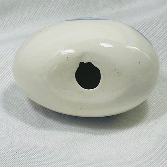 Easter Egg With Bunny & Flower Design Hand-Painted Glazed Ceramic Vintage 1982 - Picture 5 of 7